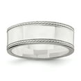 thumbnail image 1 of 925 Sterling Silver 7mm Design Edge Size 7 Band Ring, 1 of 2