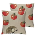 thumbnail image 2 of Acheng Tomato Hedgehog Decorative Throw Pillow Covers for Couch Square Pillow Cases Soft Print Pillowcases for Home Couch Sofa Bed Car Living Room Bedroom Decor,2 Pcs White, 2 of 6