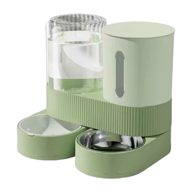 Comedero automático giratorio para mascotas, cuenco portátil extraíble y práctico para gatos, cuenco de alimentación para conejos y animales pequeños. Verde