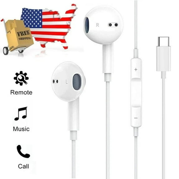 Original USB-C Type C Wired Headphones Earbuds for iPhone 16 15 17 Plus Pro Max(1pcs)
