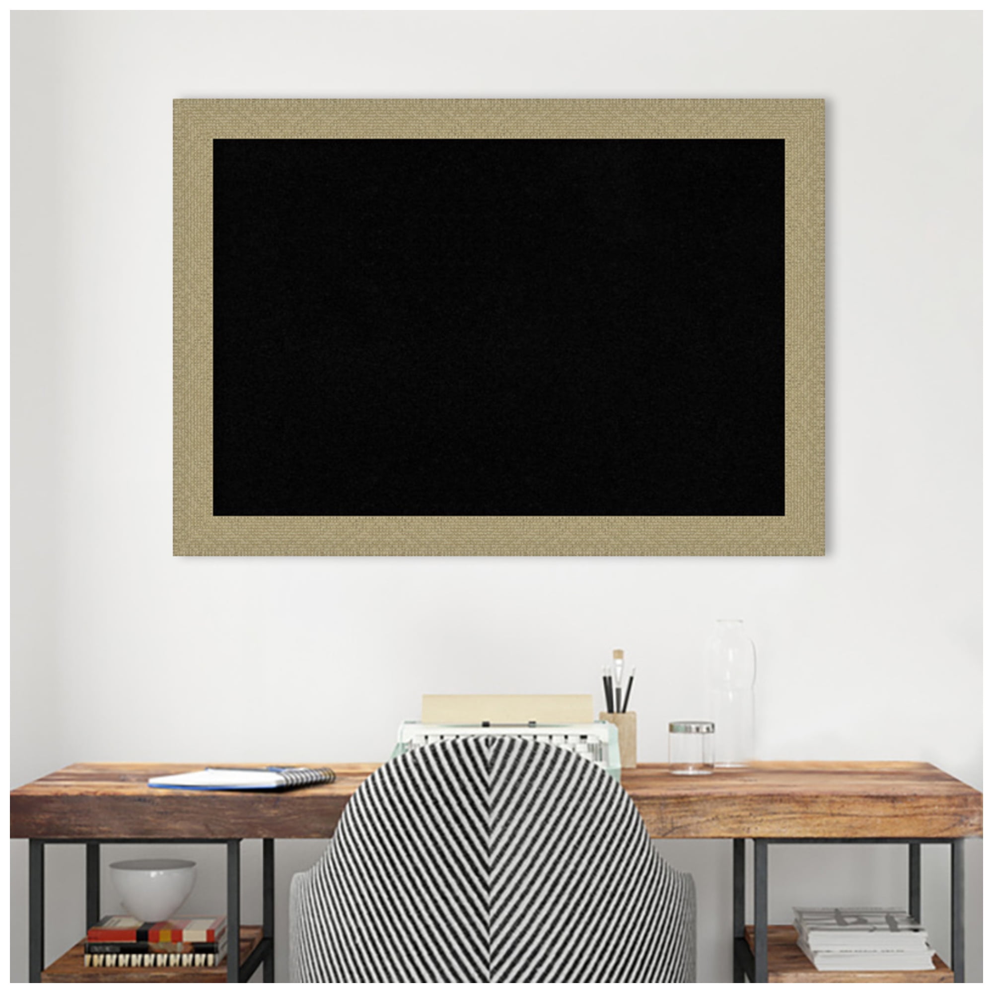 Amanti Art Black Cork Board Framed Mosaic Gold Bulletin Board 40 in. x 28 in.
