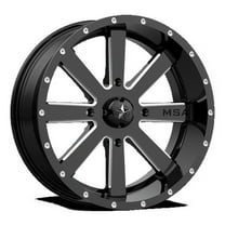 MSA Offroad Wheels Aluminum Rim M34 FLASH 24X7in Gloss Black Milled Finish, M34-024737M