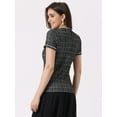 thumbnail image 3 of DARING DIVA Women's Round Neck Short Sleeve Tweed Top S Black White, 3 of 6