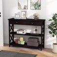 thumbnail image 2 of GOFLAME 39" Console Sofa Table with Drawers, 3-Tier Narrow Entry Table with Storage Shelves for Living Room Behind Couch, Entryway (Espresso), 2 of 18
