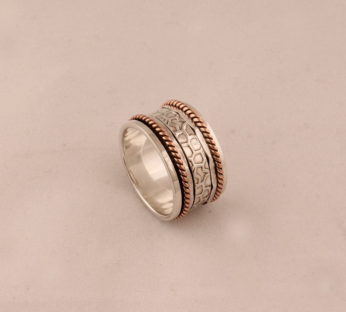 SS DESIGNS Fidget Spinner Ring Handmade 925 Silver Band | Smooth Spinning Anxiety Relief Jewelry for Stress & Meditation