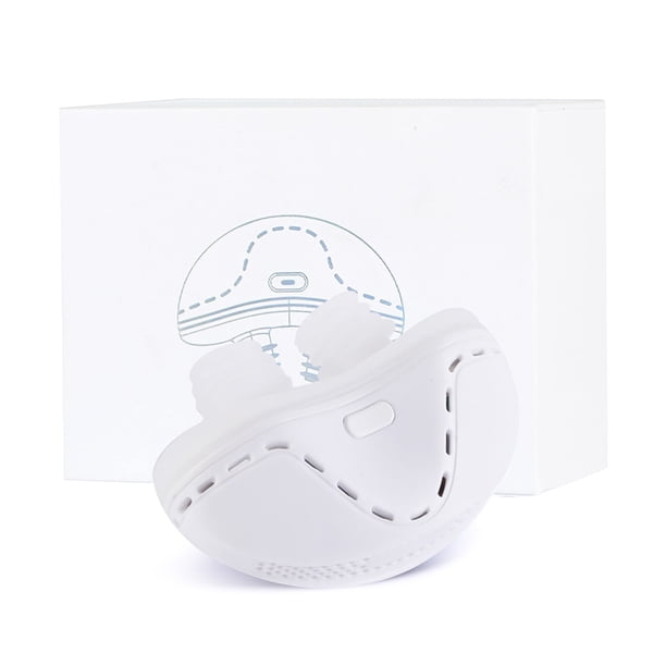 Mujeres hombres 3 modos eléctrico anti ronquido dispositivo silicona consejos usb recargable snore stopper narra expansor noche herramienta de dormir blanco Jumpingount CE001443-02B