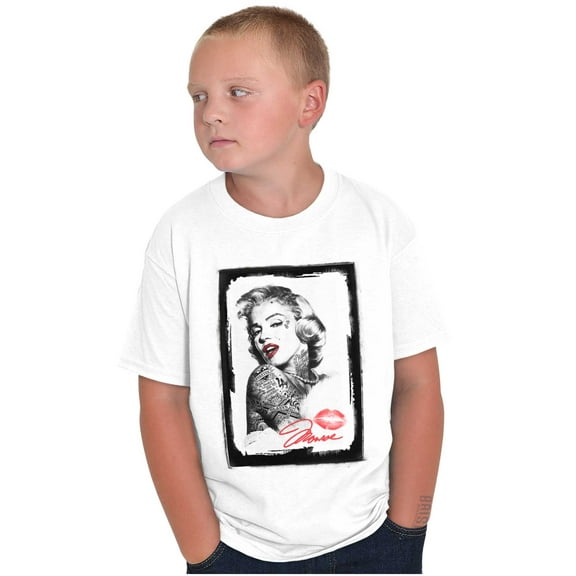Tattooed Marilyn Vintage Retro Pinup Crewneck T Shirts Boy Girl Teen Brisco Brands L