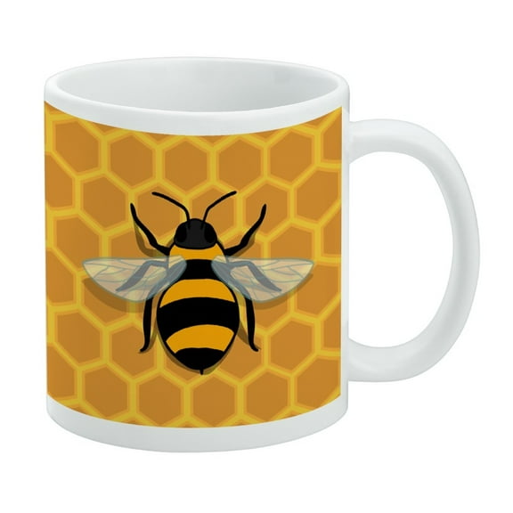 Bee on Honeycomb White Mug