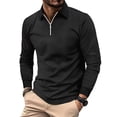thumbnail image 2 of Blczomt Mens Polo Big and Tall Long Sleeve Black Polos Shirt Solid Vintage 1/4 Zip Men's Fashion, 2 of 9