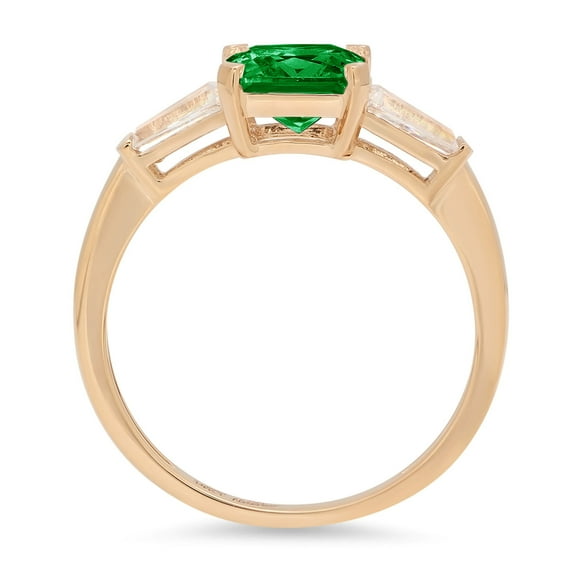 1.62 ct Square Emerald Cut Simulated Emerald Three-Stone Engagement Ring for Women in 18K Yellow Gold