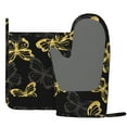 thumbnail image 3 of Disketp Golden Glitter Butterflies Oven Mitts And Potholders Bbq Gloves-Oven Mitts And Pot Holders With Recycled Infill Silicone Non-Slip Cooking Gloves For Cooking Baking Grilling, 3 of 9