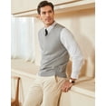 thumbnail image 6 of Kallspin Men's Sweater Vest Cotton V Neck Relaxed Fit Knit Sleeveless Pullover Sweater(Light Gray,4X-Large), 6 of 9