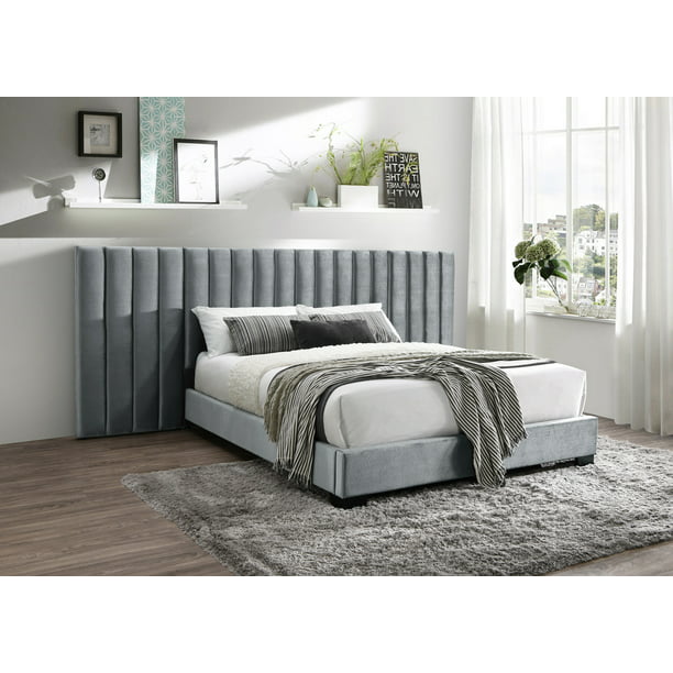 Contemporary Queen Size 1pc Gray Finish, Queen Size Bedroom Set Headboards