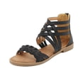 thumbnail image 2 of Nuevas sandalias con cremallera y correa cruzada Sandalias planas tejidas de color sólido para mujer Wmkox8yii nm1345, 2 of 9