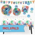 thumbnail image 4 of Unique Lilo and Stitch Birthday Party Decorations for 16: Banner, Tablecloth, Stitch Plates and Napkins, Sticker, 4 of 5