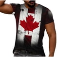 thumbnail image 5 of Yertdoel Men T-shirts Crew Neck Short Sleeve Canada Day Maple Leaf Print Shirts Soft Comfortable Loose Breathable Hawaiian Beach Vacation Summer Outdoor Casual Tops, 5 of 9
