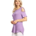 thumbnail image 5 of Made by Johnny Women's Loose Short Sleeve Strappy Cold Shoulder Top S LILAC, 5 of 6