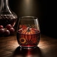 thumbnail image 6 of Fall Embroidery Print Stemless Wine Glass, Pumpkin and Fox Harvest Drinking Cup, Thanksgiving Tabletop Decor and Party Drinkware, 1 Pc, 6 of 7