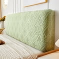 thumbnail image 1 of Xiao Hua 1 cabecera de cama de ratán tridimensional de felpa para decoración de dormitorio, paquete completo, funda suave, funda protectora contra el polvo, 150 cm de largo (verde), 1 of 4