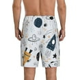 thumbnail image 3 of Kdxio Cartoon Planets Print Mens Sleep Shorts Bottoms Soft Comfy Pajama Wear Pants with Drawstring Pockets, 3 of 7