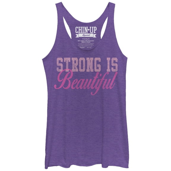 Women's CHIN UP Strong is Beautiful Racerback Tank Top Purple Heather Medium