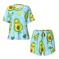 thumbnail image 5 of Wukai Cartoon Avocado Print Women's Pajama Set - Short-Sleeve Top and Shorts with Elastic Waistband and Pockets for Loungewear, Yoga, and Casual Wear-Large, 5 of 8
