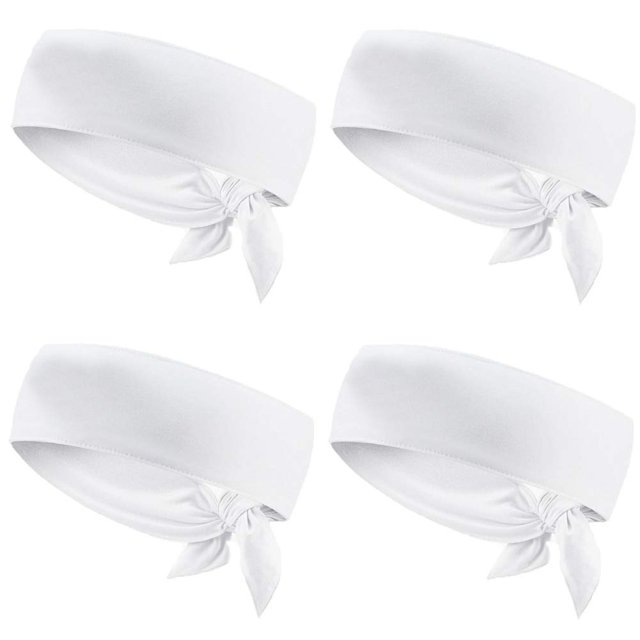 Diadema blanca con lazo para la cabeza que absorbe el sudor, diademas para tenis, banda para el sudor de secado rápido para hombres y mujeres, envolturas para la cabeza de Karate Ninja, baloncesto, co
