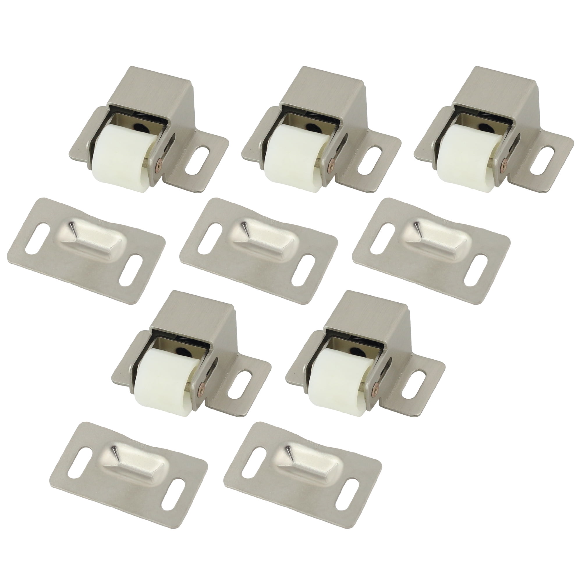 5 Pack of Roller Catch Cabinet Door Latches Door Hardware, Satin Nickel