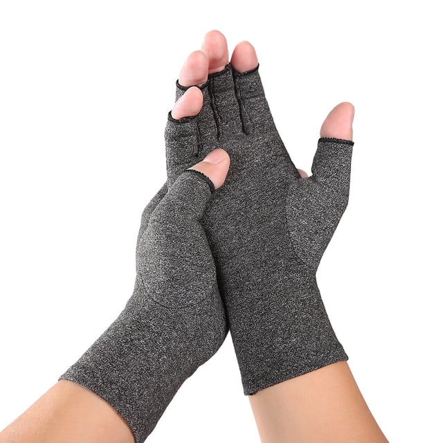 EeaseMX 1 par de guantes transpirables para deportes de interior, guantes de compresión para rehabilitación y artritis, talla L (gris)