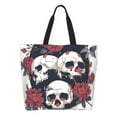 thumbnail image 1 of Fotbe Gothic Skulls And Roses Bolsa Tote Estética de Lona con Estampado para Mujer - Bolsa Reutilizable de Hombro Casual para Vacaciones, Compras, Trabajo y Gimnasio, 1 of 8
