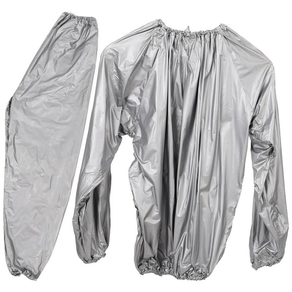 CATIEBYE 1Set Sauna Sweat Top and Pants in Silver for Workout Fat Burning and Toxin Release