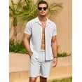 thumbnail image 4 of COOFANDY Men's 2 Pieces Casual Beach Outfits Short Sleeve Button Down Shirts Summer Short Set, 4 of 13
