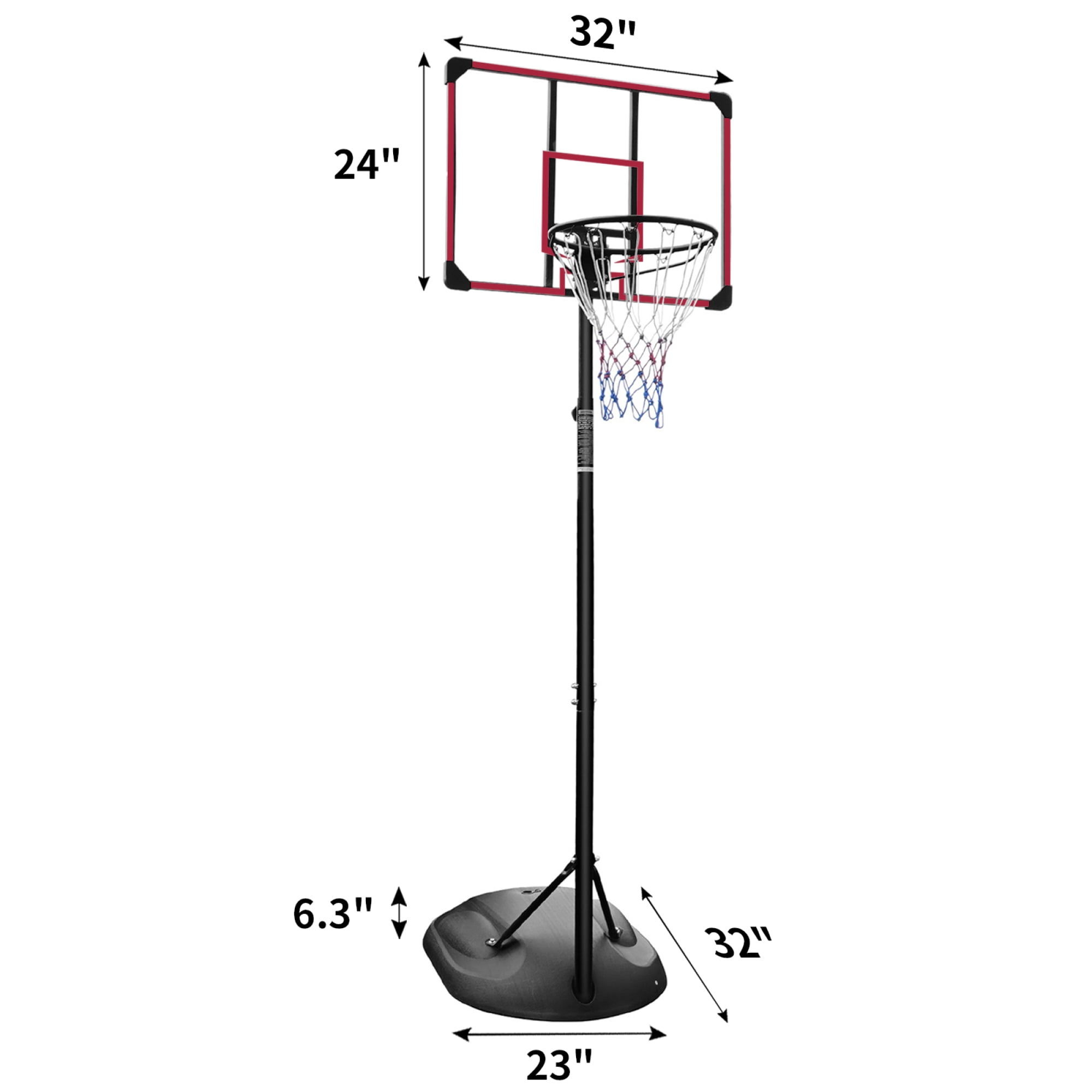 Leumius Portable Basketball Hoop,Outdoor Basketball Hoop Adjustable Height 7.5ft - 9.2ft,32 Inch Backboard with 2 Wheels for Kids Youth and Adults in Backyard Driveway,Red