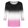 thumbnail image 4 of Womens Spring Clothes, Summer Tops for Women Fashion Loose Fit Color Block Crewneck 3/4 Sleeve Shirts, 4 of 4