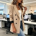 thumbnail image 4 of gbyLJF Double Breasted Blazer for Women Long Sleeve Notched Lapel Office Suit Jackets Business Casual Mid-length Coats Workwear, 4 of 9