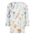 thumbnail image 4 of JULMCOMO Summer Tops for Women 2024 Button Up V Neck Blouses 3/4 Sleeve Fashion Tshirts Floral Print Dressy Casual Tops Tunic, 4 of 5
