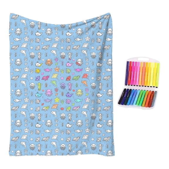 Soft Cozy DIY Coloring Throw Blanket All Ages Friendly Art Craft Blanket For Relaxation Household Home Decor