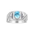 thumbnail image 1 of RYLOS Men's Rings Sterling Silver Rings Classic Designer Style 8X6MM Oval Gemstone & Diamond Ring Blue Topaz Birthstone Rings For Men Size 11, 1 of 6