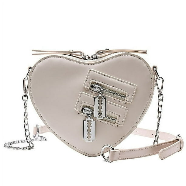 LHSHID Gothic Heart Blade Zipper Chain Crossbody Bags for Women Girl Casual Shoulder Purses and Handbags Techwear Summer Wallet Goth