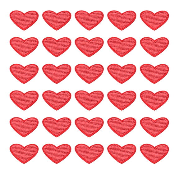 Uxcell 30 Pack Heart Iron on Patches, Embroidered Sew on Applique Patches, Red