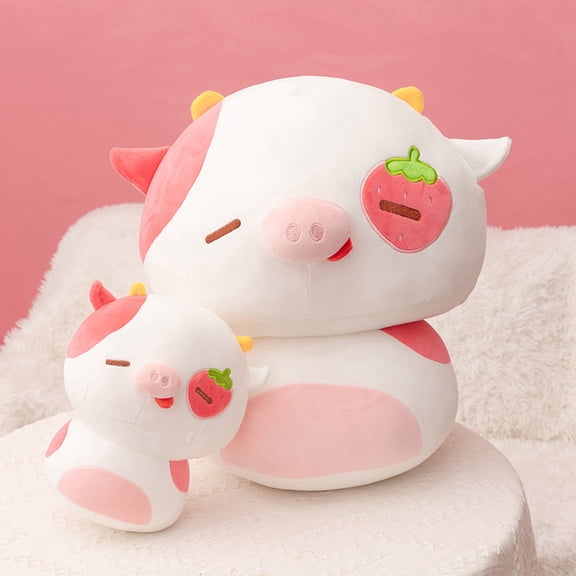 Strawberry Cream Plush Pillow with Adorable Pig 20cm/7.87inchs  Soft Cuddly Stuffed Animal Throw Pillow for Birthday Gifts Room Decor Festivals Decoration