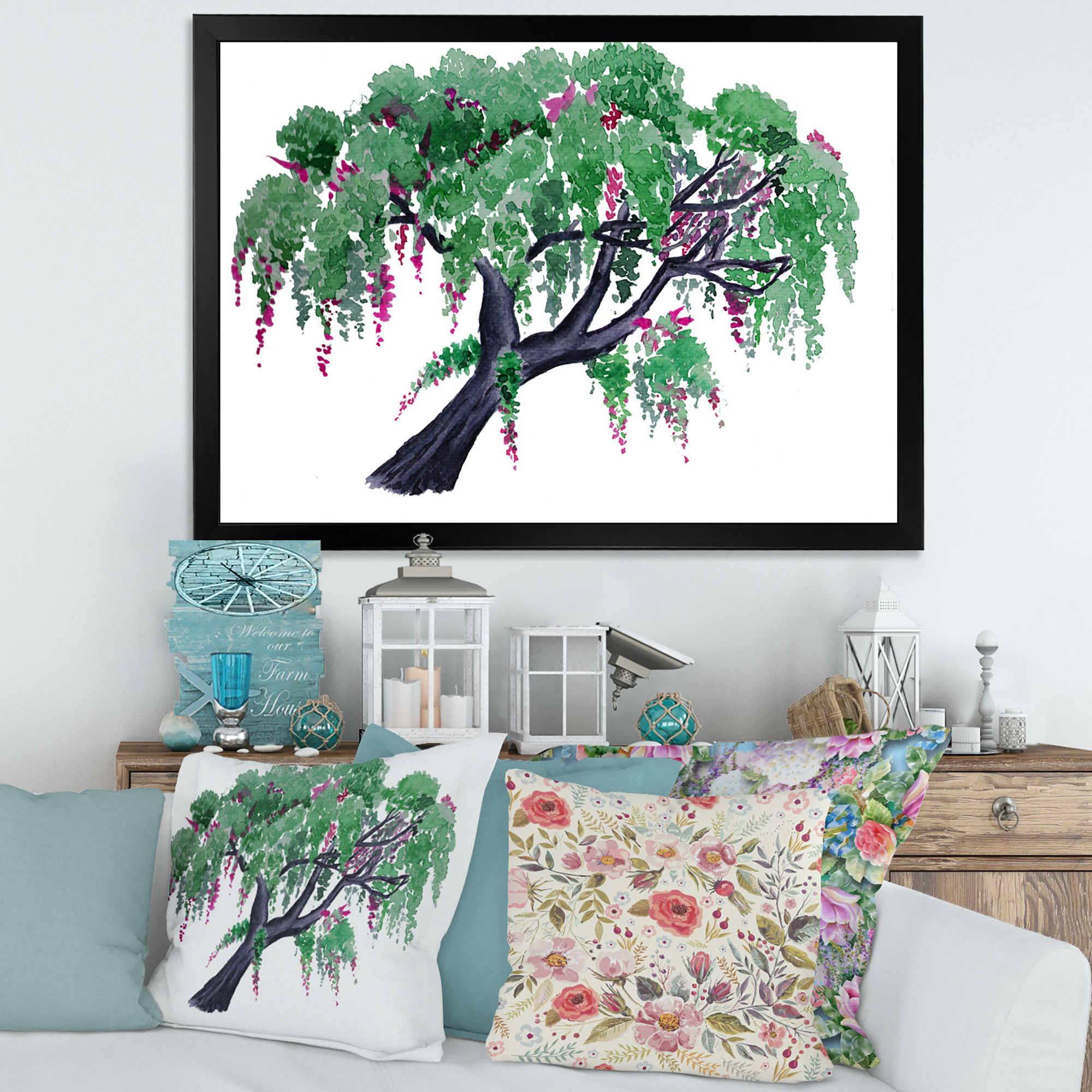 Designart 'A Lonely Tree of Wisteria' Traditional Framed Art Print