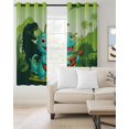 thumbnail image 2 of Funny Dinosaur Blackout Curtains for Bedroom/Living Room, Thermal Insulated Kitchen Curtains, Playing Guitar Palm Tropical Green Silhouette Grommet Darkening Window Treatment Drapes 52"x72"x2, 2 of 8