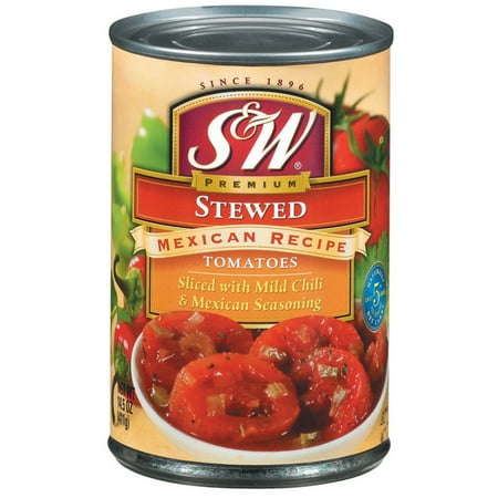 (6 Pack) S&W: Stewed Mexican Recipe Sliced Tomatoes, 14.5