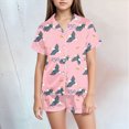 thumbnail image 2 of Xudanell Toddler Girl 4th of July Outfit Patriotic Graphic Button Shirt with Elastic Waist Shorts 250th Anniversary Celebration Set Light Pink 2-3 Years, 2 of 5
