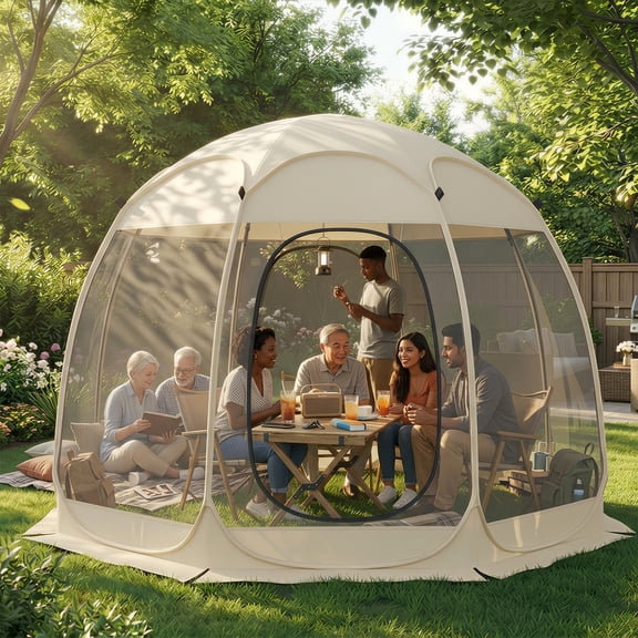 TABU Screen House Tent, 12x12ft Pop up Screen Tent, 8-10 Person Screened Canopy Tent with Carry Bag for Backyard & Outdoor Activities