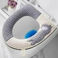 thumbnail image 2 of WNFJR Toilet Seat Cover with Handle, Thicker Warm Soft Plush Toilet Seat Cover Pad for Bathroom, Easy Installation & Washable, 2 of 4