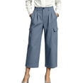 thumbnail image 5 of MYAOYINo Boundaries Office Chic High Waisted Cropped Cargo Pants Women Pleated Wide Leg Polished Trousers, 5 of 8