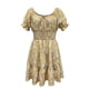 thumbnail image 5 of Vestido de cintura alta con volantes y estampado floral con mangas abullonadas y cuello cuadrado a la moda de verano para mujer Fridja bnh7063, 5 of 9