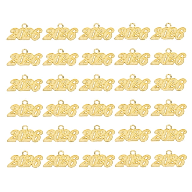 Encanto de Borlas de Graduación Uxcell 2026, 30 Pcs Encanto de Letras Medianas de Aleación, Oro